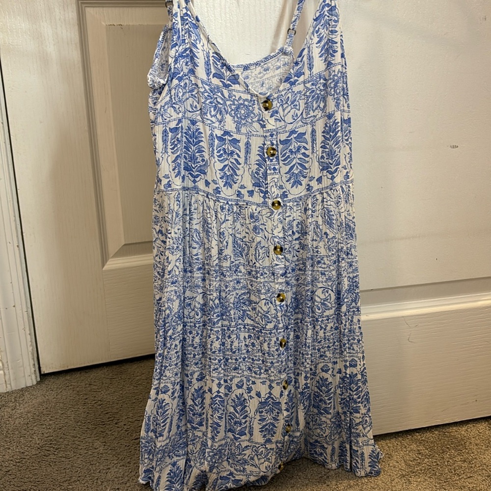 blue floral cover up dress